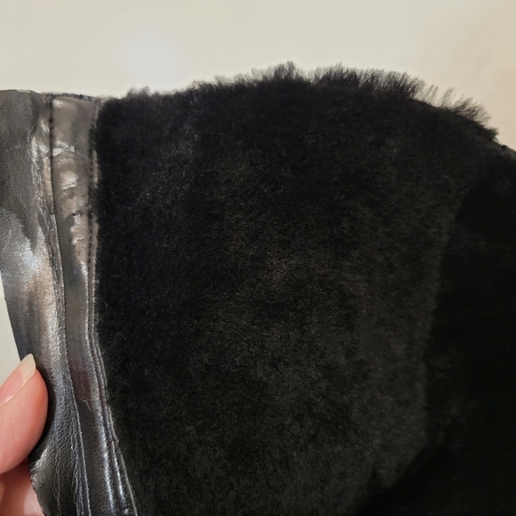 Velika Eliana Black Leather Peep Toe Fold Over Boots Size 7 - Picture 9 of 12